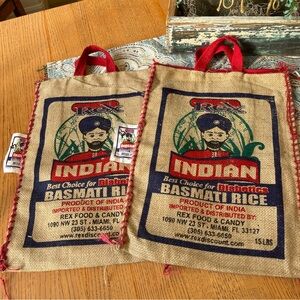 2 ea. Graphic Rex Rice Bag zippered top Large Handled Market bag